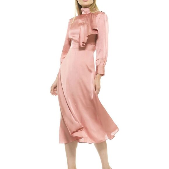 NWOT Revolve Alexia Admor Pink Blush Satin Brooklyn Dress Sz 6 - Picture 1 of 7
